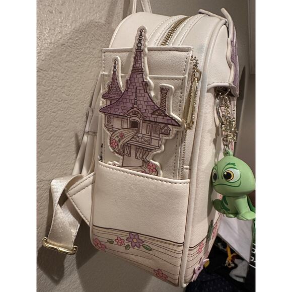 NWT Loungefly Disney Tangled Rapunzel Pascal Tower Mini Backpack AND Wallet - Picture 7 of 10